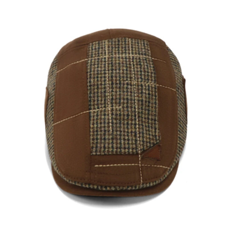 Vintage Patchwork Beret Men's Casual Comfortable Newsboy Cap Retro Fashion Flat Cap Peaked Cap for Men — view 4