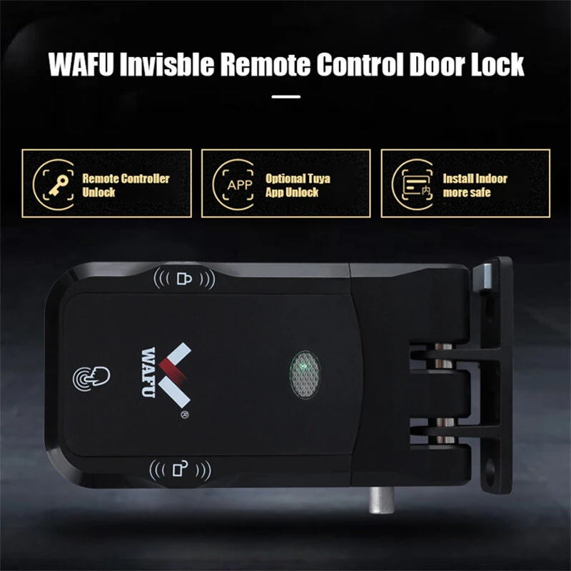 WAFU 026 Home Invisible Remote Control Security Door Lock Graffiti Smart Electronic Lock No Hole Design Dual System Dual Motor — view 4