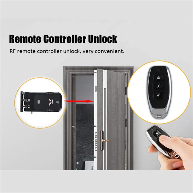WAFU 026 Home Invisible Remote Control Security Door Lock Graffiti Smart Electronic Lock No Hole Design Dual System Dual Motor — view 7