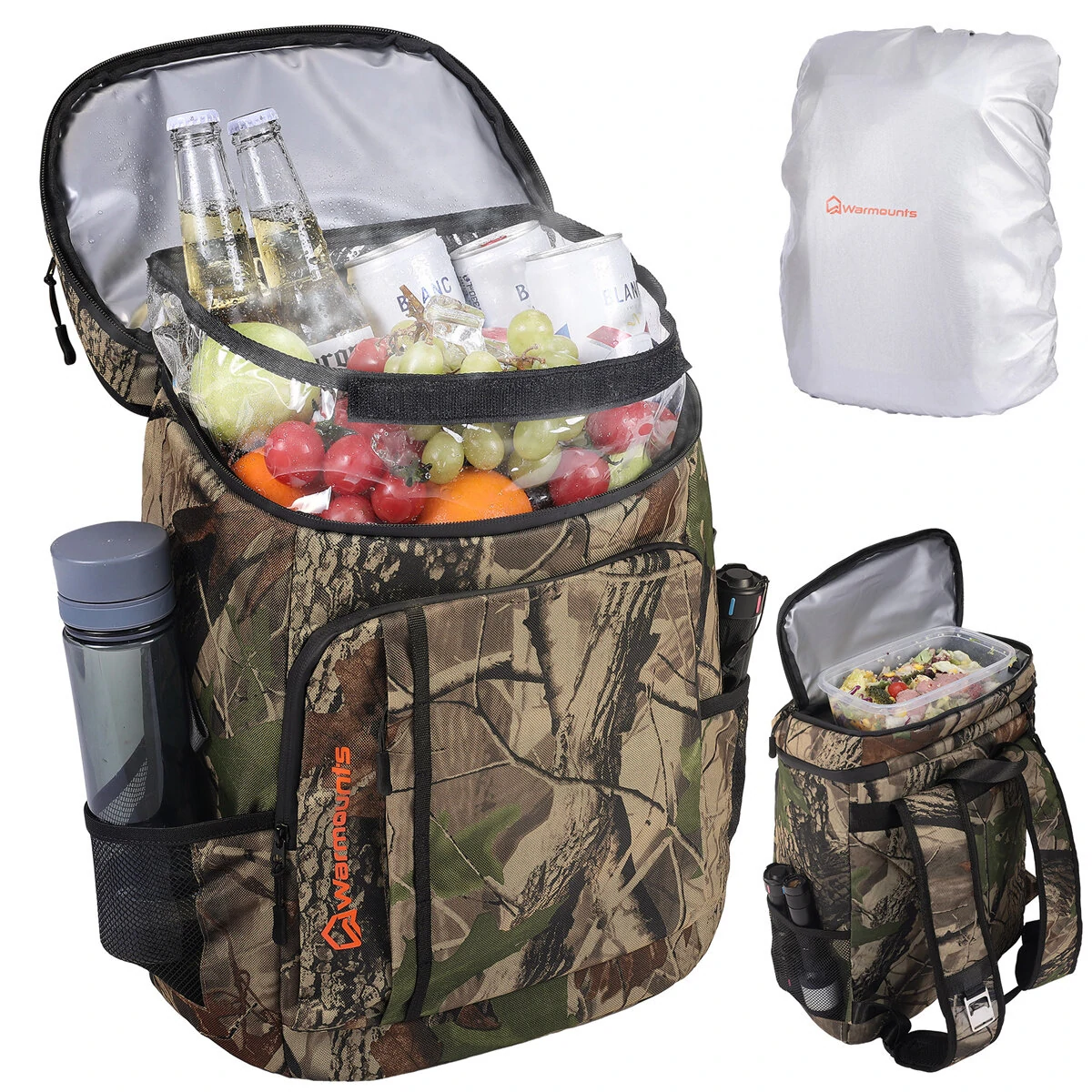 WARMOUNTS Backpack Cooler Insulated 36 Cans w/ Insulating Cover, Upgraded Leakproof Soft Cooler Backpack 2 Compartment for Camping Hiking Picnic Beach — Warmounts