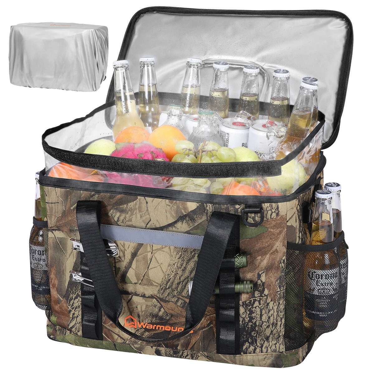 WARMOUNTS Backpack Cooler Insulated 75 Cans w/ Insulating Cover, Upgraded Leakproof Soft Cooler Backpack 2 Compartment for Camping Hiking Picnic Beach — view 2