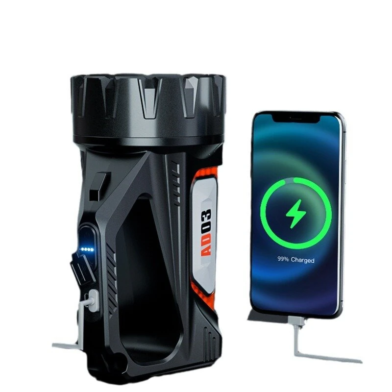 WARSUN DA03 Solar Rechargeable Energy Camp Flashlights ABS Portable Waterproof Torch Work Light Outdoor Hiking Camping Searchlight — view 3