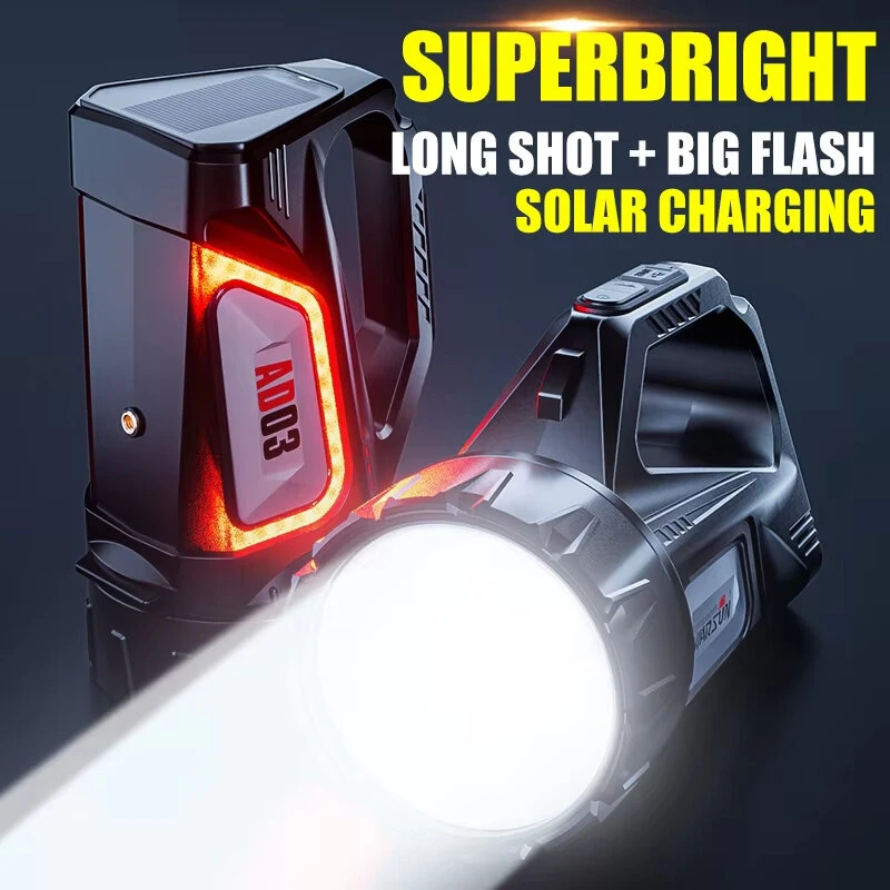 WARSUN DA03 Solar Rechargeable Energy Camp Flashlights ABS Portable Waterproof Torch Work Light Outdoor Hiking Camping Searchlight — view 4