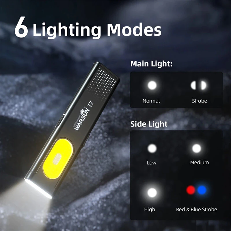 WARSUN T7 Pro 470LM Portable LED Flashlight With Ruler Outdoor Rechargeable Waterproof IP44 Magnetic Grip Multi-Function Work Light — view 4