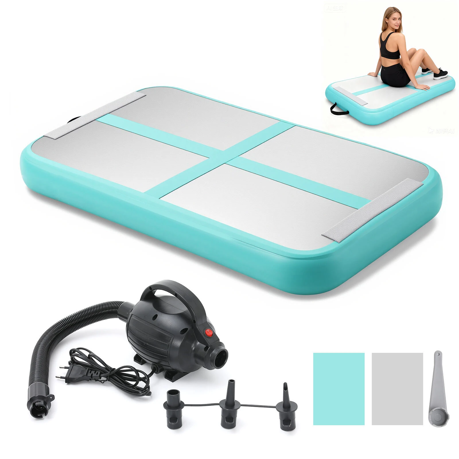 WaveRite 100x60x10cm AirBlock Inflatable Gymnastics Mat Gym Block Tumbling Block Training Block Training Mat Sports Block Gym Block with Pump — WaveRite