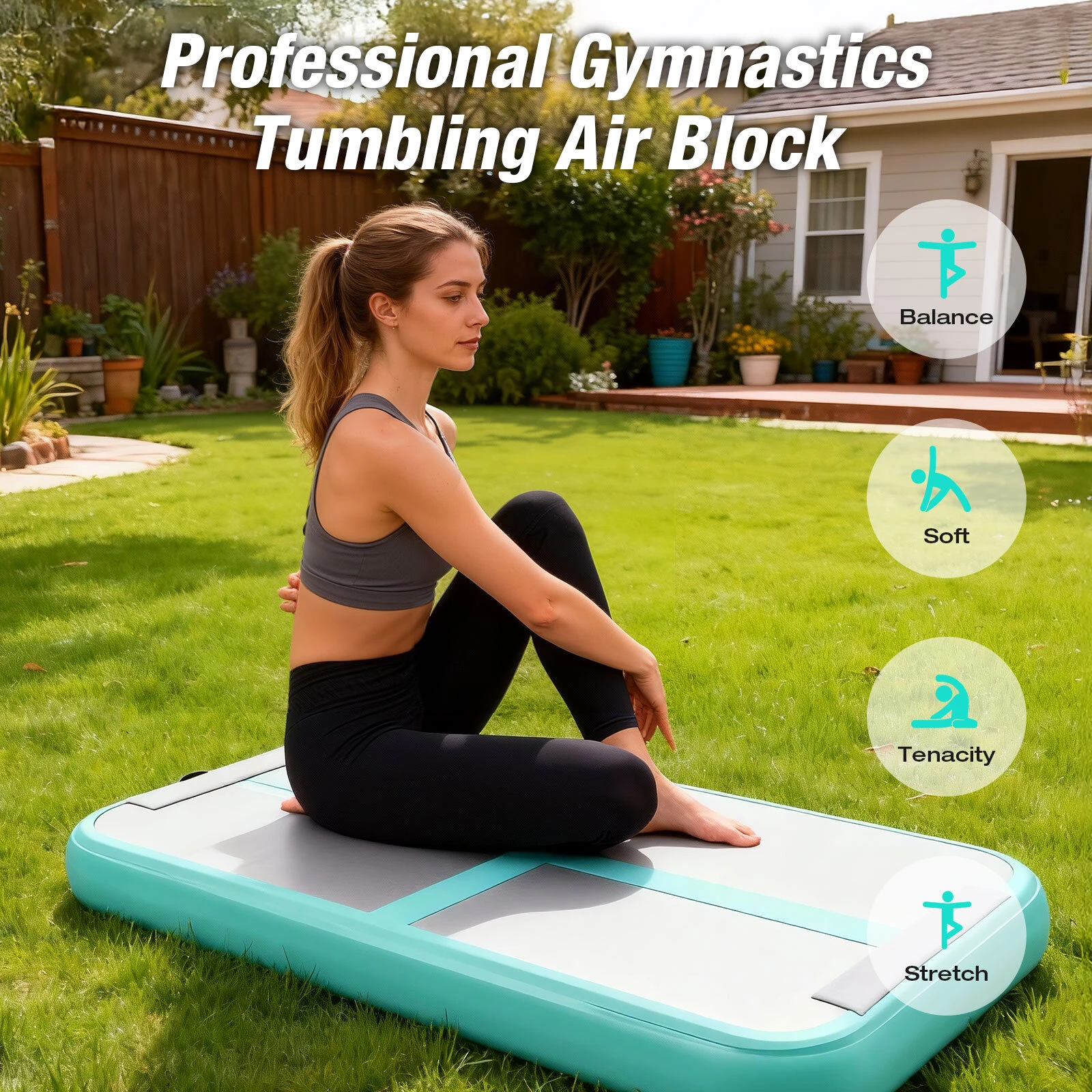 WaveRite 100x60x10cm AirBlock Inflatable Gymnastics Mat Gym Block Tumbling Block Training Block Training Mat Sports Block Gym Block with Pump — view 5