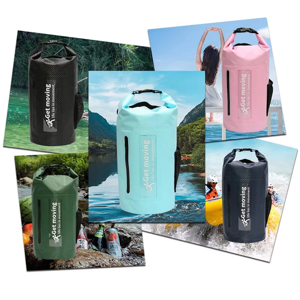 WaveRite 10L/20L Carbon Fiber Waterproof Dry Bag Pack Sack Hand-Held Bucket Bag, Waterproof Bag, Beach Drifting Swimming Bag, Outdoor Backpack — view 10