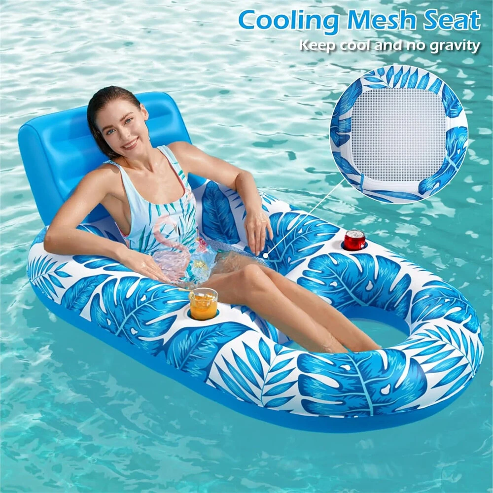 WaveRite 1pc Inflatable Floating Pool Lounge Chair Water Floaties for Swimming Pool Lake Lounge Float Swimming Beach Lounger Floating Seat With Backrest — view 3