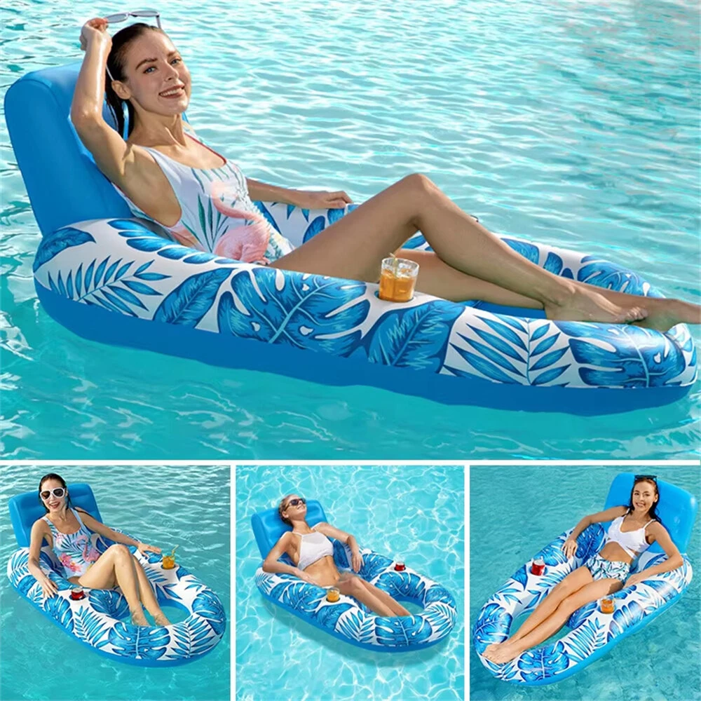 WaveRite 1pc Inflatable Floating Pool Lounge Chair Water Floaties for Swimming Pool Lake Lounge Float Swimming Beach Lounger Floating Seat With Backrest — view 4
