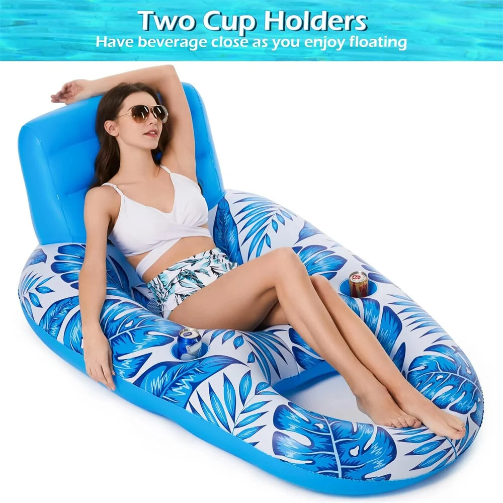 WaveRite 1pc Inflatable Floating Pool Lounge Chair Water Floaties for Swimming Pool Lake Lounge Float Swimming Beach Lounger Floating Seat With Backrest — view 6
