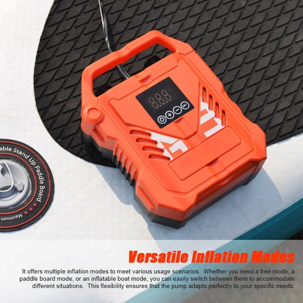 WaveRite 22PSI High Pressure Paddle Board Pump Portable 12V Car Electric Air Compressor Support Inflation/Deflation, 3 Working Modes Auto-Off Function with 7 Nozzles for Inflatable Boat Kayak Tent Pool Stand-up Paddle — view 6