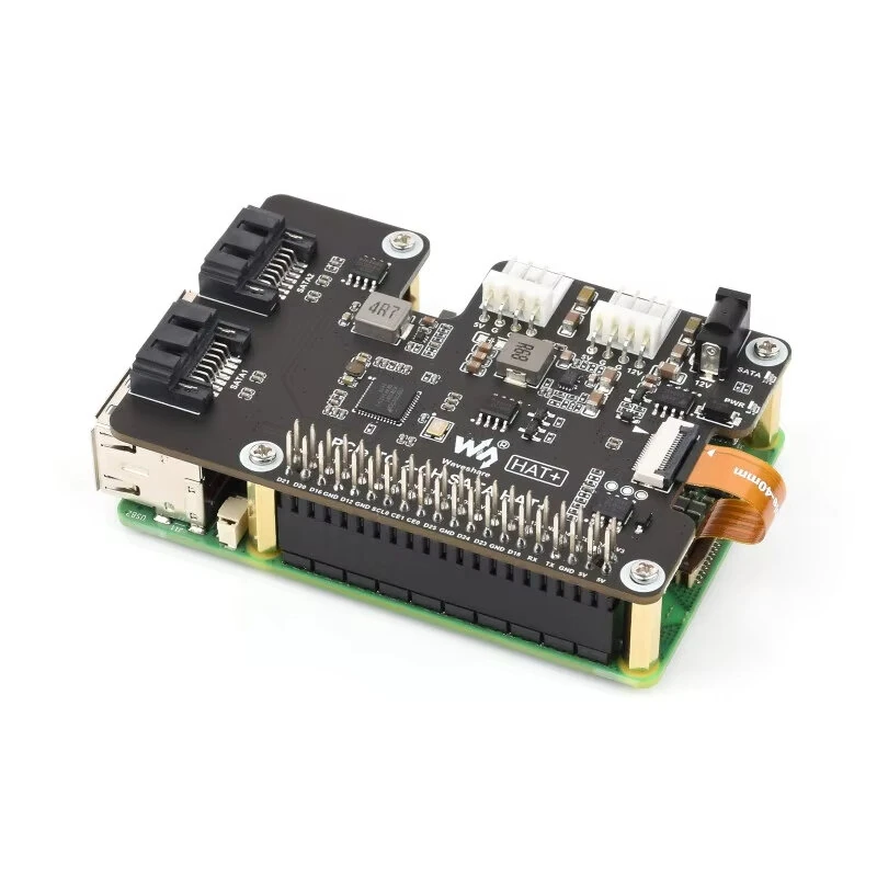 Waveshare PCIe To SATA Adapter Dual Channel SATA Gen3 Compatible For Raspberry Pi 5 Plug and Play High Speed Storage Expansion With LED Indicators EPROM — view 3