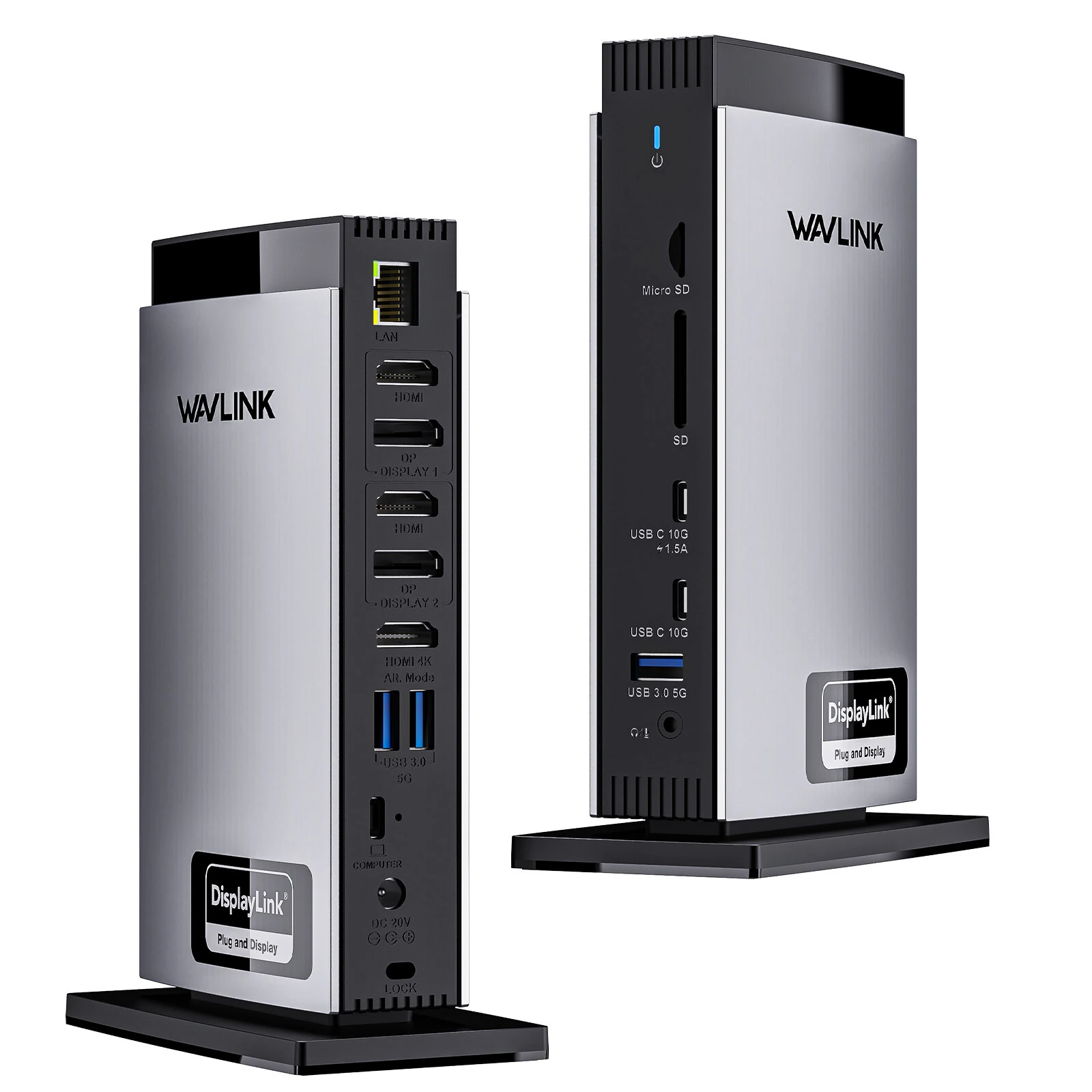WAVLINK 15 in 1 USB-C DiskplayLink Docking Station with 3*HD 2DP RJ45 Gigabit Audio/Mic SD/TF 5 USB Ports 130W AC Power Supply Triple Display Laptop Dock for M1 M2 M3 Mac and Windows — view 2