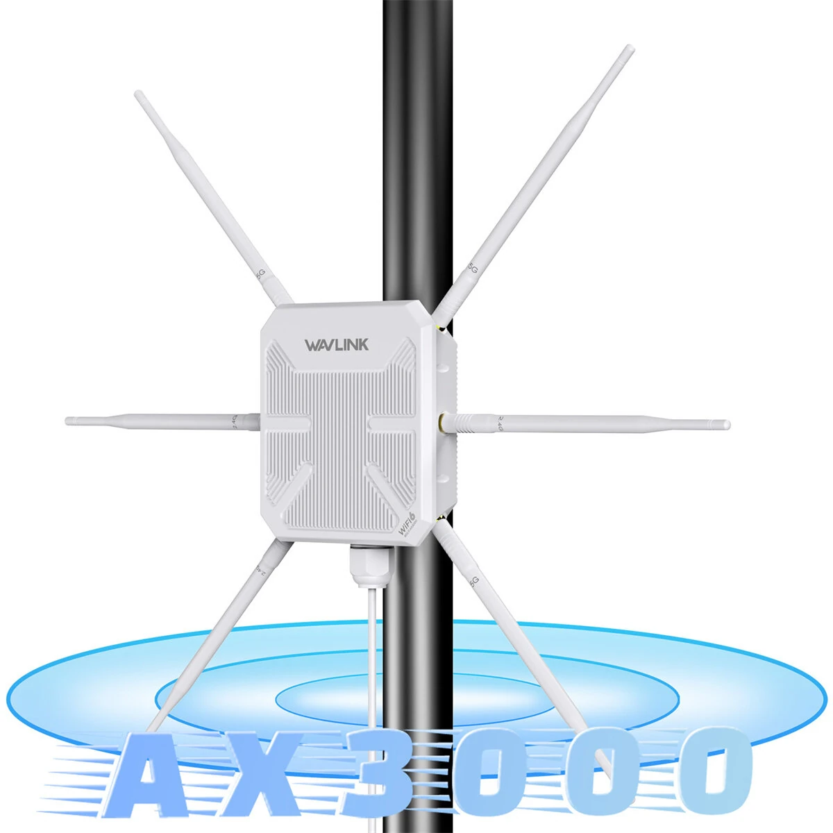 WAVLINK AX3000 WiFi6 Outdoor Router High Power Long Range Access Point Dual Band 2.4G+5G WiFi Mesh Extender Booster with PoE IP67 Weatherproof Wi-Fi Repeater with 6 Antennas — view 4