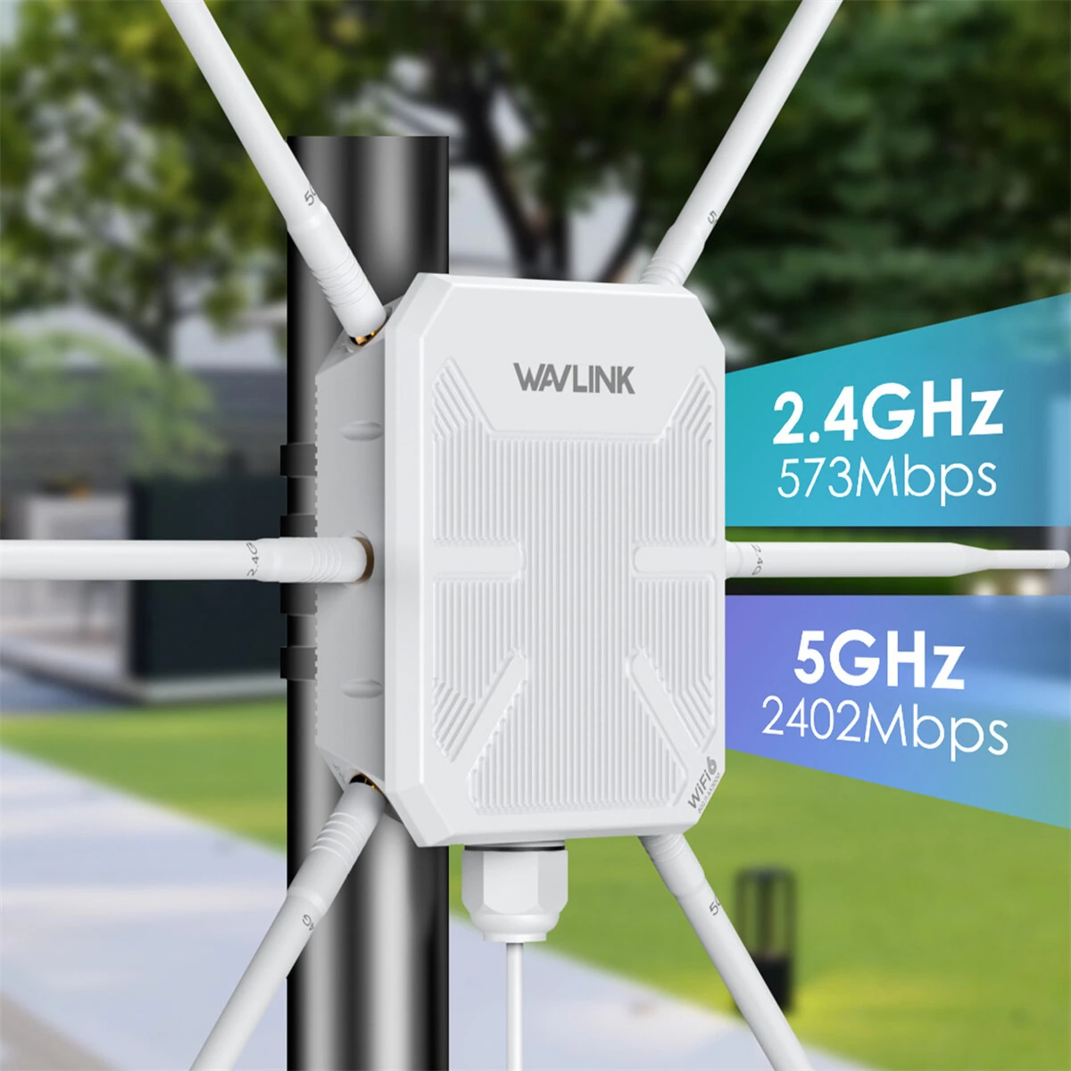 WAVLINK AX3000 WiFi6 Outdoor Router High Power Long Range Access Point Dual Band 2.4G+5G WiFi Mesh Extender Booster with PoE IP67 Weatherproof Wi-Fi Repeater with 6 Antennas — view 6