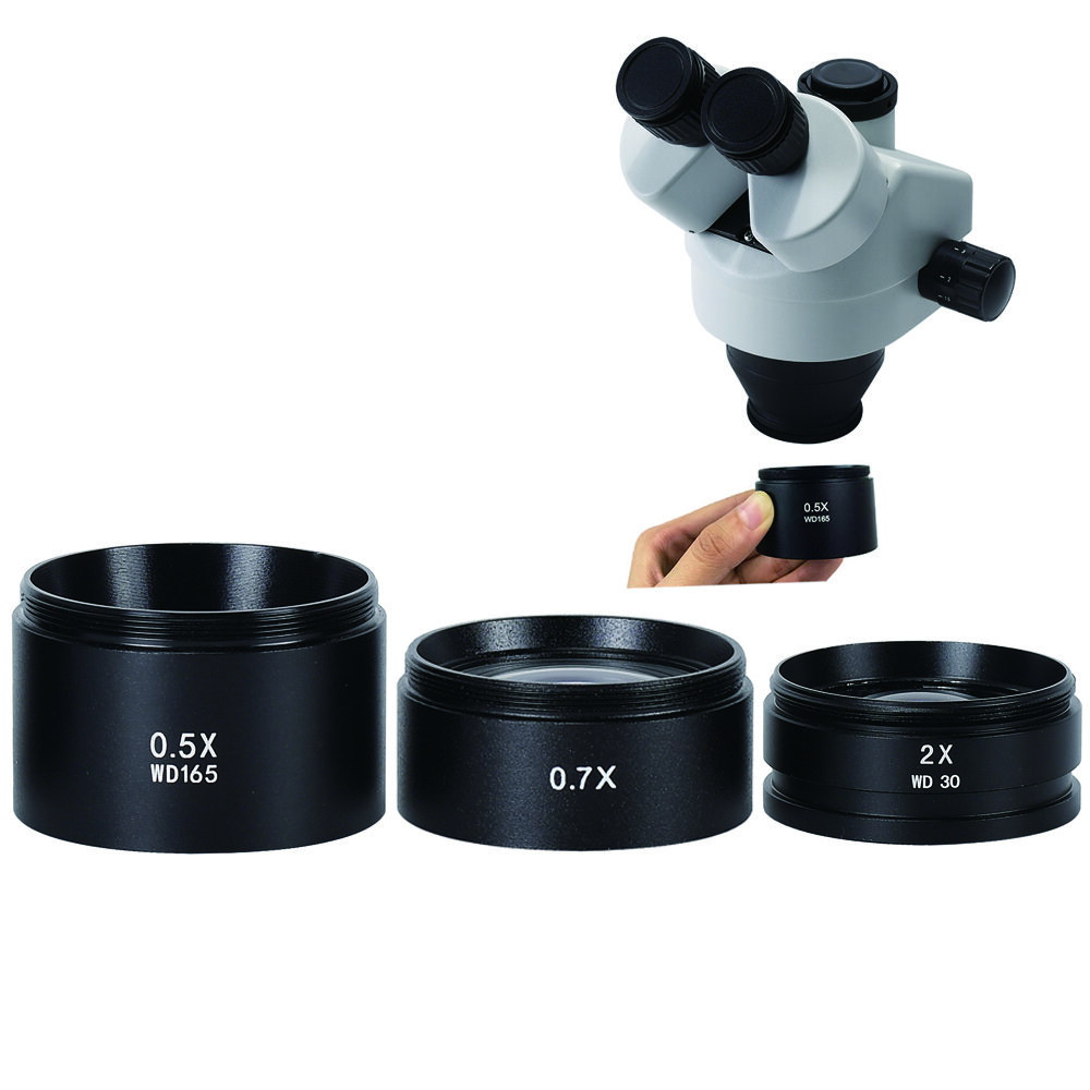 WD165 0.5X 0.7X 2.0X Auxiliary Objects Lens Microscope Camera Lens For Trinocular Binocular Stereo Zoom Microscope Barlow Glass Lens — HAYEAR