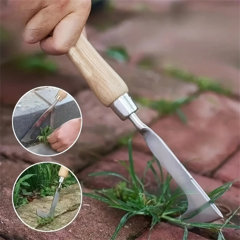 Weeding Machine with Crack Weeding Feature Ergonomic Wood Handle Versatile Garden Tool for Uprooting Weeds Ideal Gardening Tool for Lawn and Yard Care — view 3