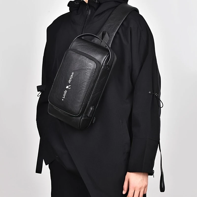 WEIXIER Man Bag Single Shoulder Bag Waterproof Anti-scratching Shoulder Bag Multi-function Sports Slanting Chest Backpack USB Charging Port Anti-theft Chest Bag — view 10