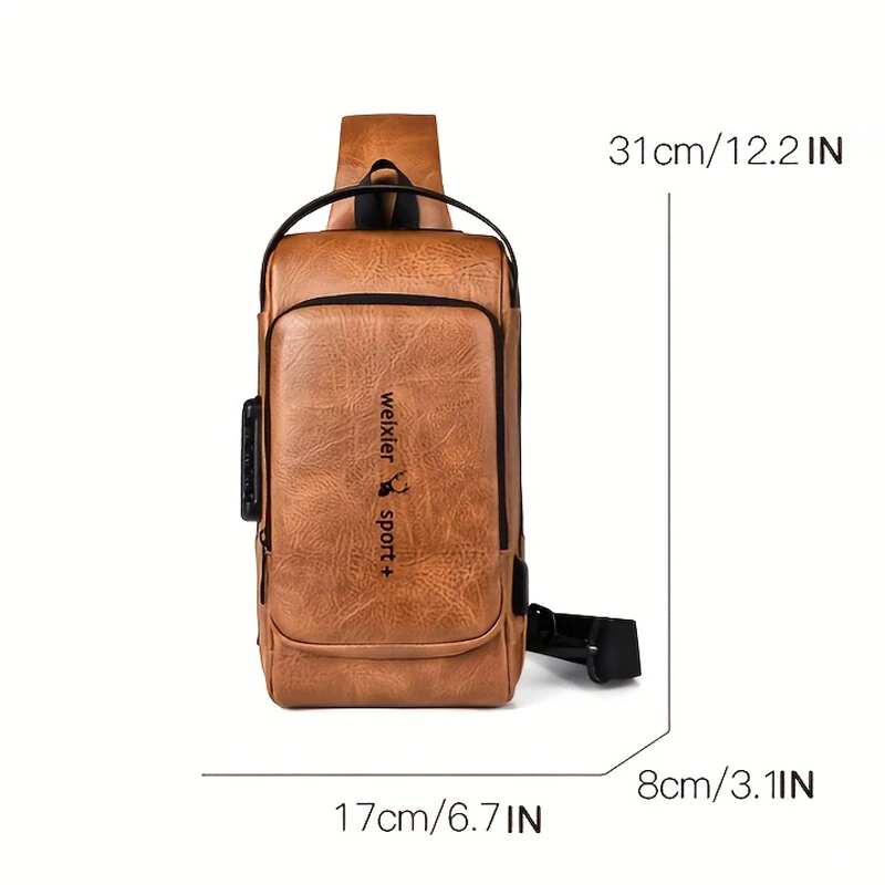 WEIXIER Man Bag Single Shoulder Bag Waterproof Anti-scratching Shoulder Bag Multi-function Sports Slanting Chest Backpack USB Charging Port Anti-theft Chest Bag — view 4