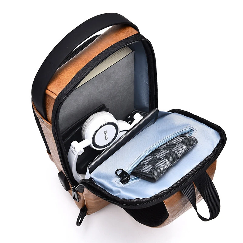 WEIXIER Man Bag Single Shoulder Bag Waterproof Anti-scratching Shoulder Bag Multi-function Sports Slanting Chest Backpack USB Charging Port Anti-theft Chest Bag — view 6