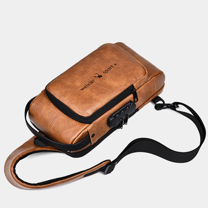 WEIXIER Man Bag Single Shoulder Bag Waterproof Anti-scratching Shoulder Bag Multi-function Sports Slanting Chest Backpack USB Charging Port Anti-theft Chest Bag — view 8