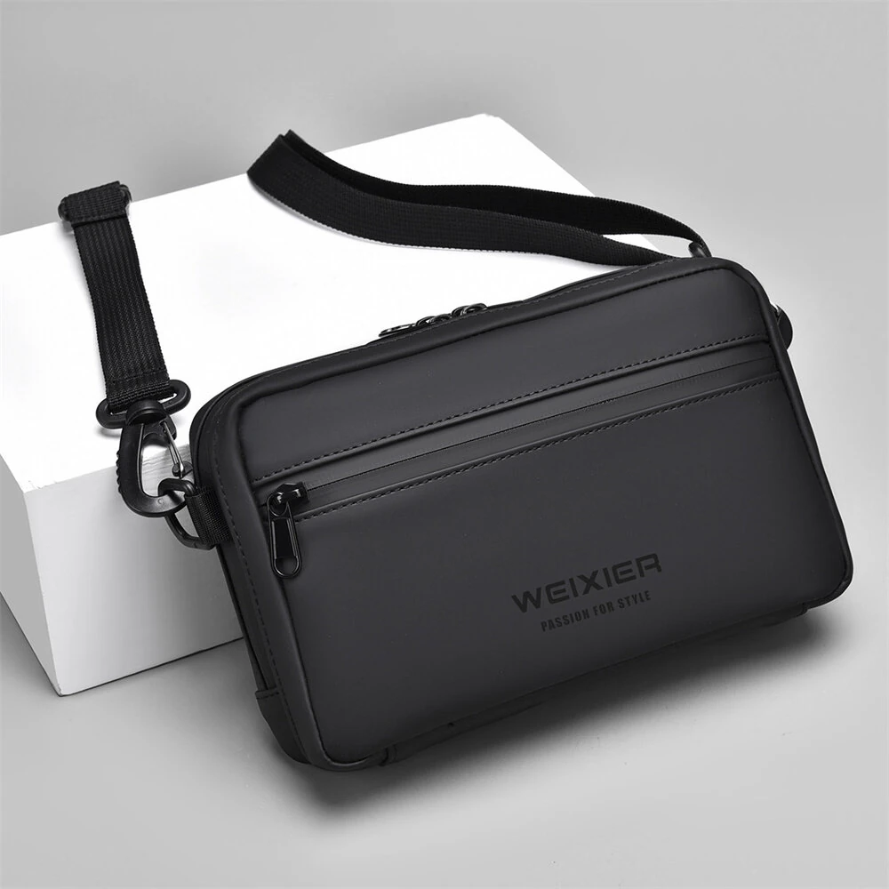 WEIXIER Mens Simple Fashion Mini Crossbody Bag Large Capacity Waterproof Wear-resistant Zipper Outdoor Casual Shoulder Messenger Bag — view 10