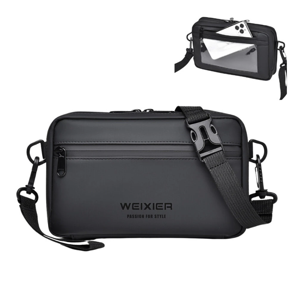 WEIXIER Mens Simple Fashion Mini Crossbody Bag Large Capacity Waterproof Wear-resistant Zipper Outdoor Casual Shoulder Messenger Bag — view 11