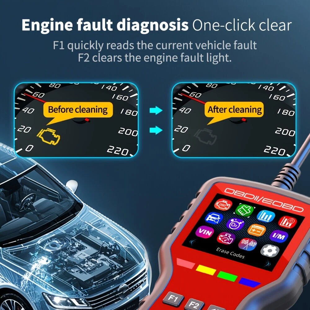 Weiying K2 OBD2 Scanner Engine Code Reader OBDII EOBD Color LCD 12 Languages Battery Voltage Test Car Diagnostic Tool — view 5