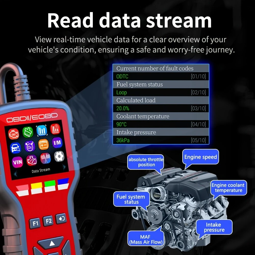 Weiying K2 OBD2 Scanner Engine Code Reader OBDII EOBD Color LCD 12 Languages Battery Voltage Test Car Diagnostic Tool — view 6