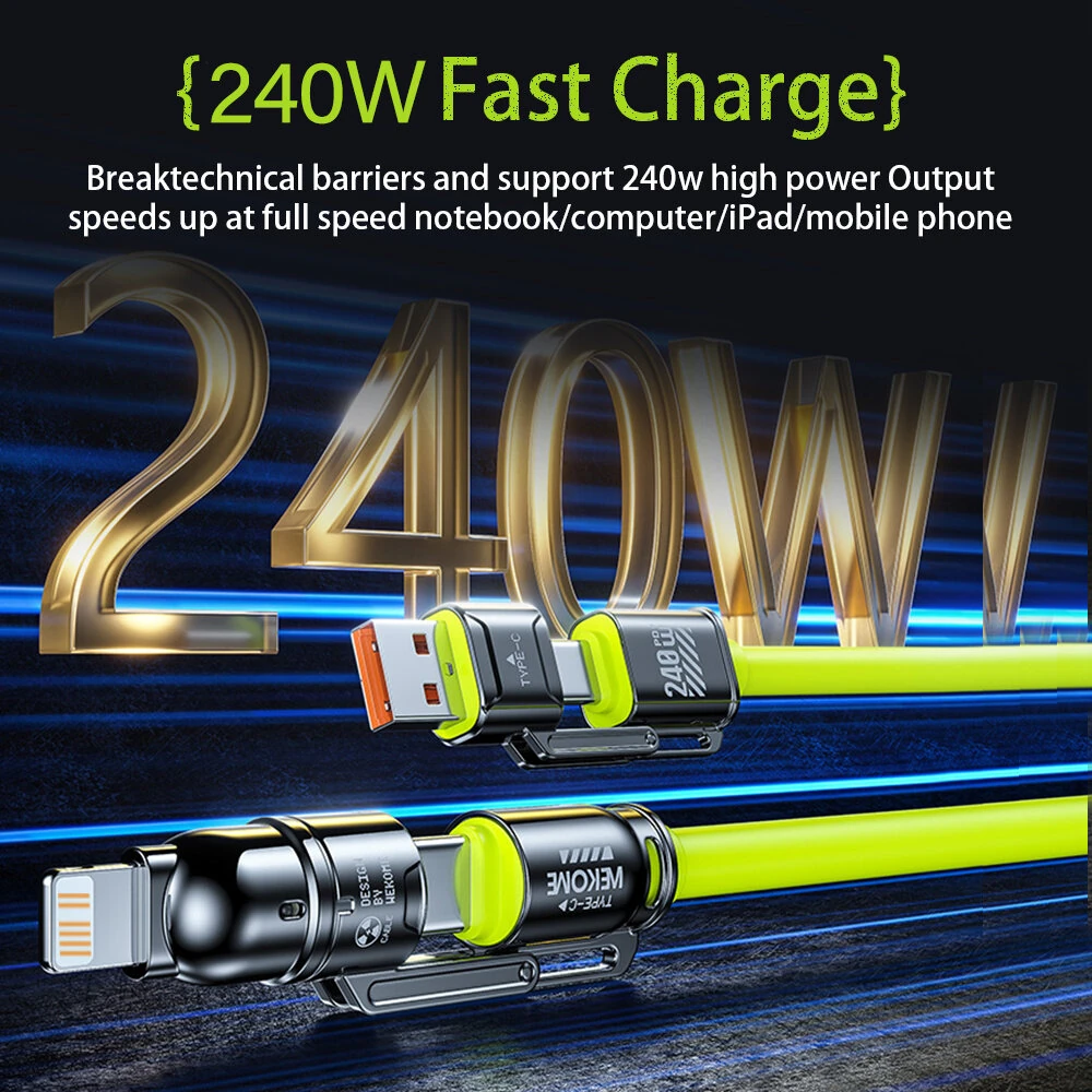 WEKOME WDC-51 240W USB-A/USB-C to USB-C/iP Cable PD Fast Charging Data Transmission Copper Core Line 1.2M Long for iPhone 16 16 Pro 15 14 13 Plus for Huawei Mate XT for Xiaomi 15pro for Samsung Galaxy Z Flip6 — view 4