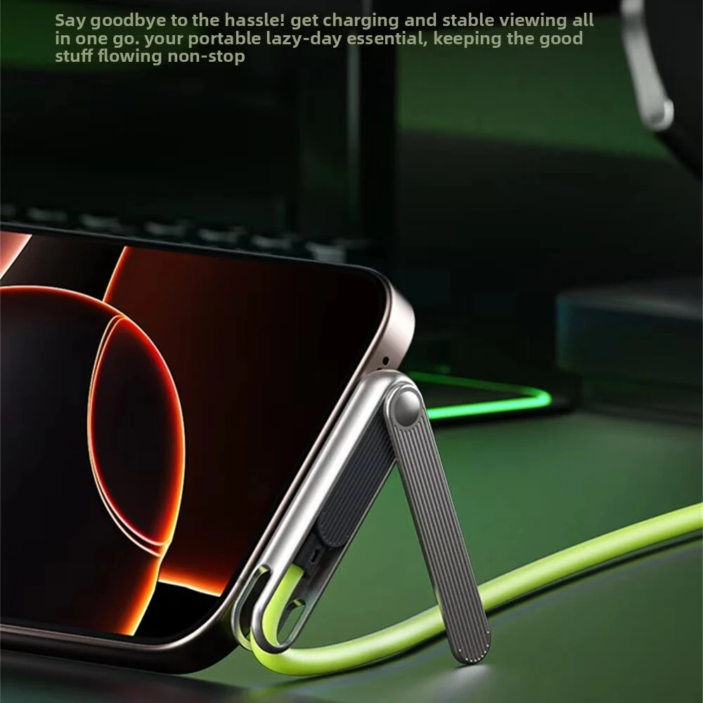 WEKOME WDC-81a 240W USB-A/Type-C to Type-C Cable with Foldable Phone Bracket Function Fast Charging Data Transmission Copper Core Line 1.2M Long for iPhone 17 17Pro 16 Pro Max 15 for Huawei Mate Xts for Xiaomi 17pro for OPPO for VIVO — view 5