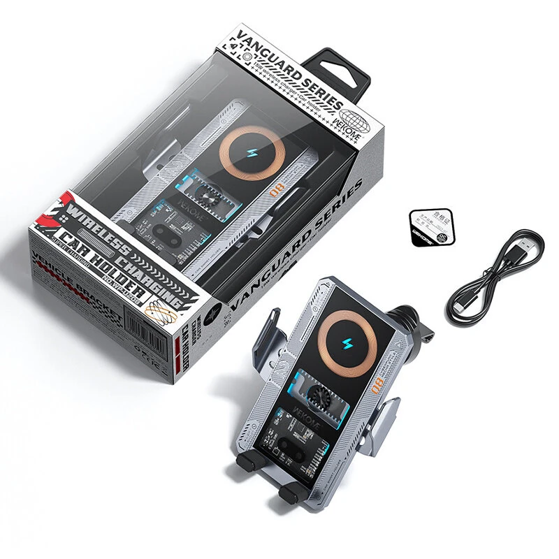 WEKOME WP-U208 15W Car Transparent Magnetic Wireless Charging Stand 360° Adjustable Automatic Opening and Closing Induction Magnetic Car Air Vent Phone Stand for Smart Phone for iPhone 16 Pro Max 15 14 13 for Xiaomi 15pro for Huawei Mate XT — view 4