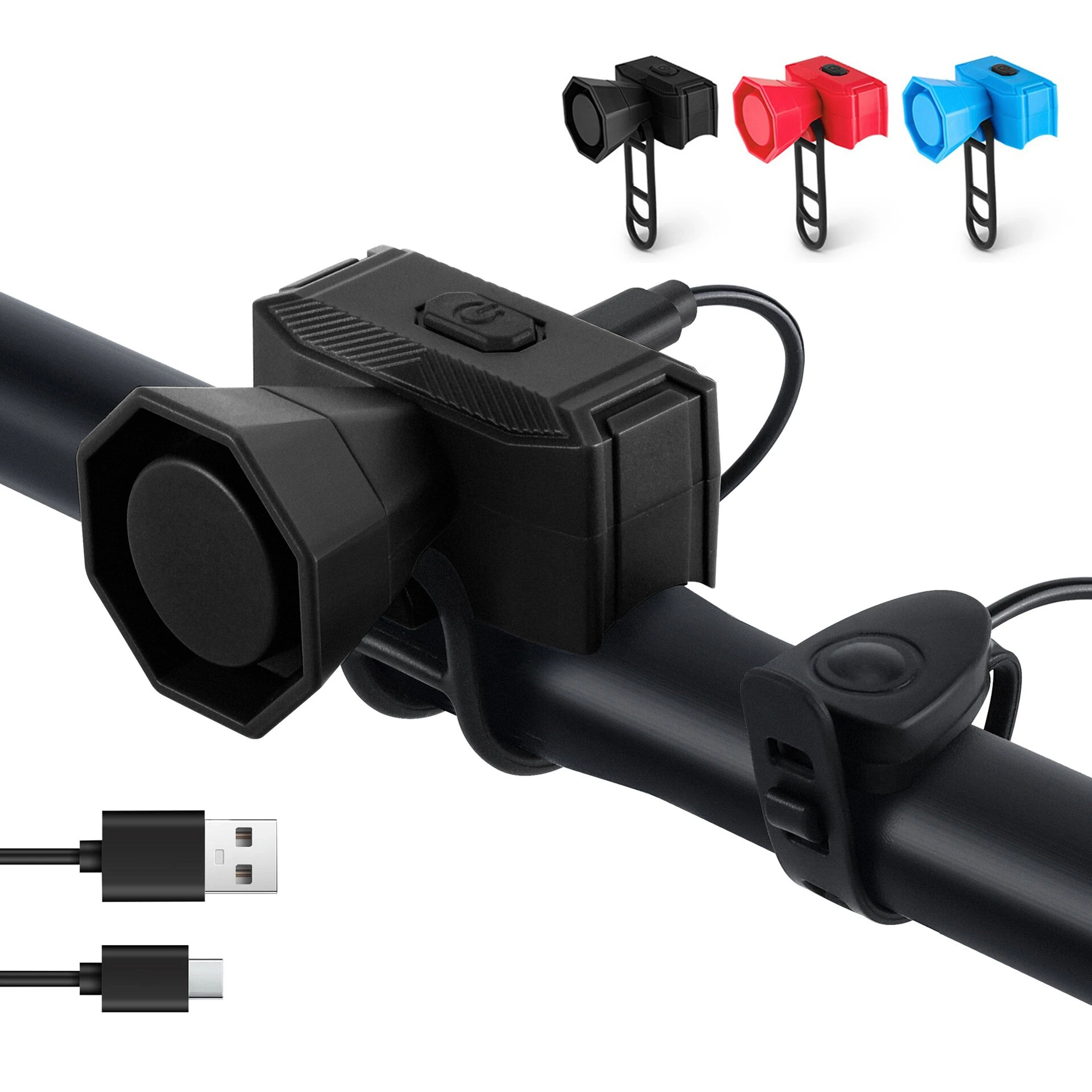 WEST BIKING 120dB Mini Bicycle Horn Type-C Charging 5 Modes Warning Waterproof Electric Bike Bell for MTB Riding Safety — view 2
