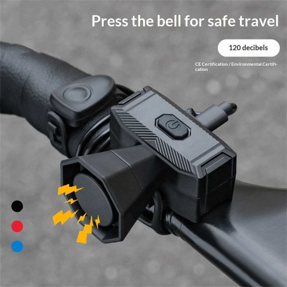 WEST BIKING 120dB Mini Bicycle Horn Type-C Charging 5 Modes Warning Waterproof Electric Bike Bell for MTB Riding Safety — view 3