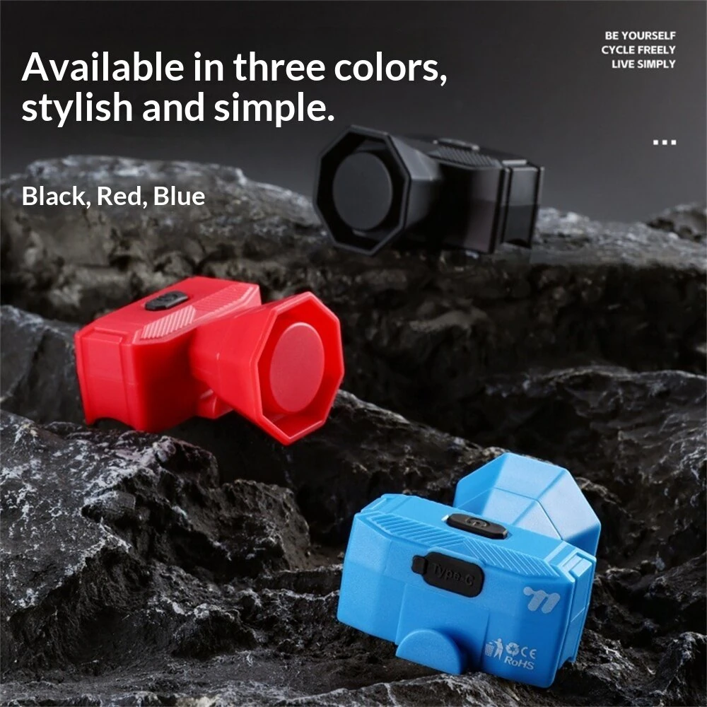 WEST BIKING 120dB Mini Bicycle Horn Type-C Charging 5 Modes Warning Waterproof Electric Bike Bell for MTB Riding Safety — view 7