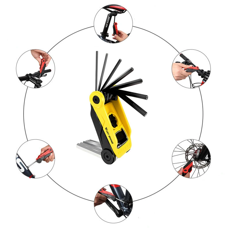 WEST BIKING 16 In 1 Bicycle Repair Tools Portable Folding Hexagon Socket Tool Multi-function Wrench Tire Lever Bottle Opener Combination Set — WEST BIKING
