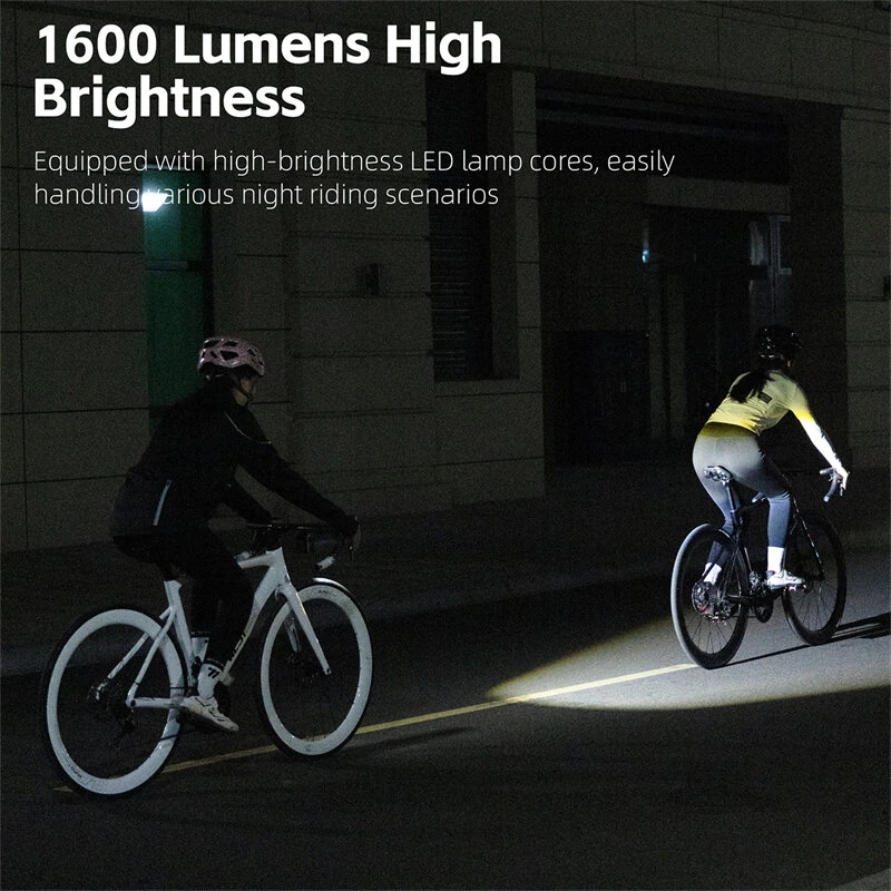 WEST BIKING 1600LM Wireless Remote Control Bicycle Headlights Type-C Charging IPX4 Waterproof Anti-glare Bike Front Light for MTB — view 7