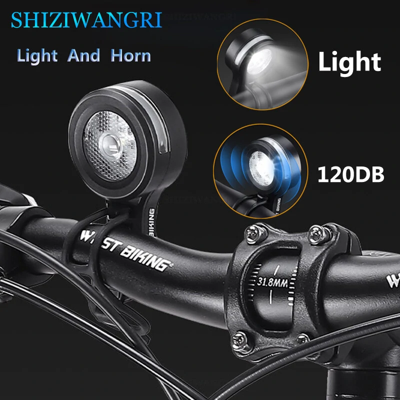 WEST BIKING 2 in 1 Horn Headlight 120dB High Sound Bicycle Bell Horn 5 Light Modes 400mAh Type-C Waterproof Electric Anti-theft Alarm Horn for Bicycle — view 2