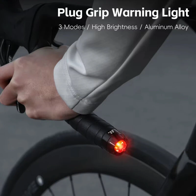 WEST BIKING 2Pcs Bicycle Handlebar Plug Grip Taillight MTB Warning Rear Lights for 22.2mm Bar 3 Modes Bike Light Cycling Safety — view 3