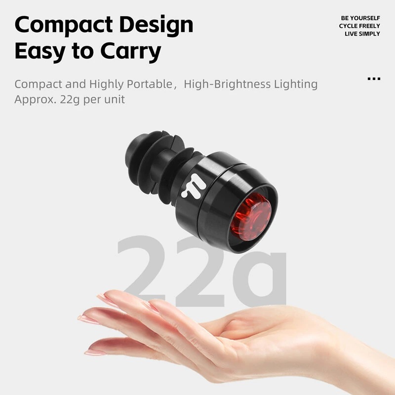 WEST BIKING 2Pcs Bicycle Handlebar Plug Grip Taillight MTB Warning Rear Lights for 22.2mm Bar 3 Modes Bike Light Cycling Safety — view 6