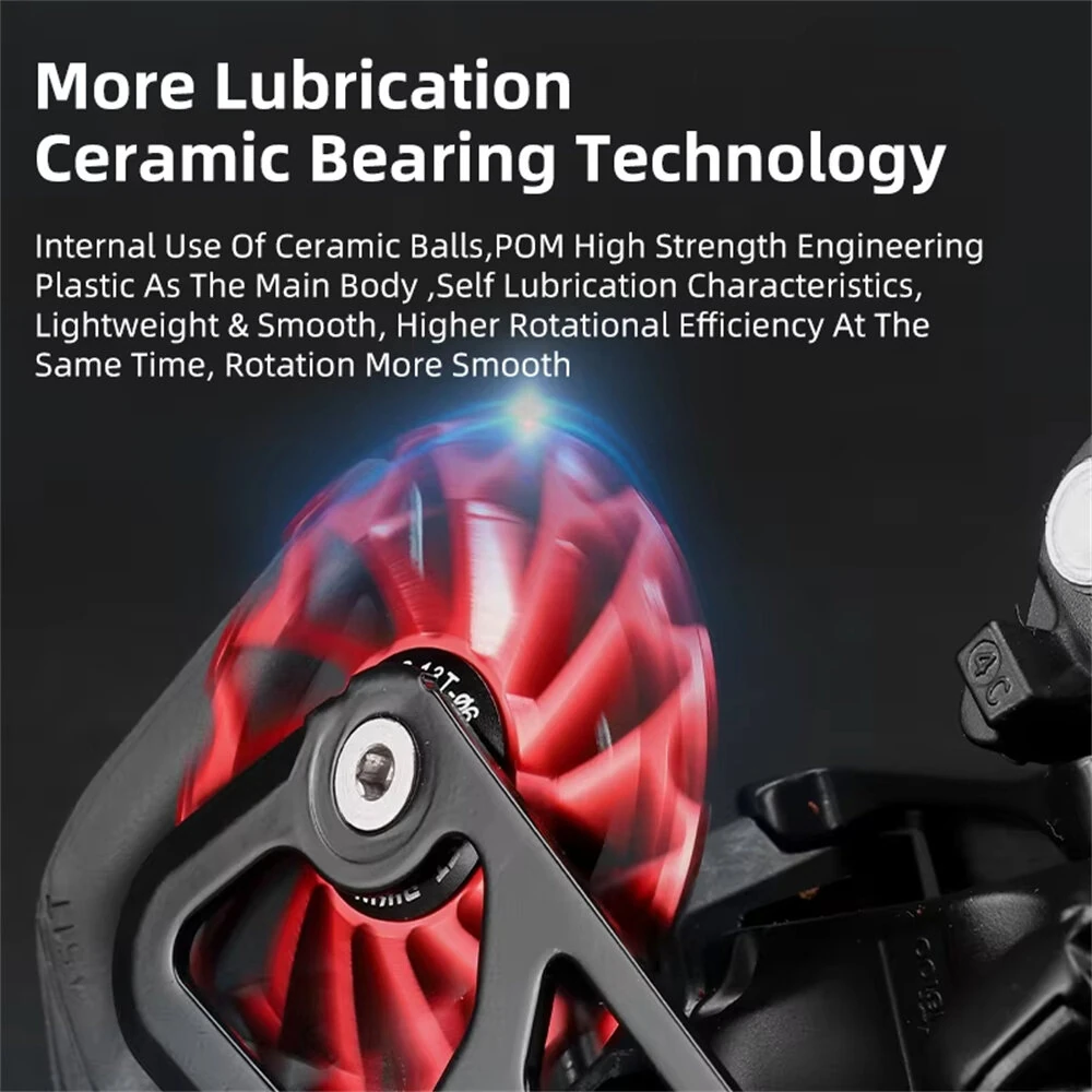 WEST BIKING 3/5 CM Mountain Bicycle Ceramic Rear Dial Guide Wheel 11T 13T Tooth Derailleur Aluminum Alloy Perrin Bearing Tension Wheel — view 5