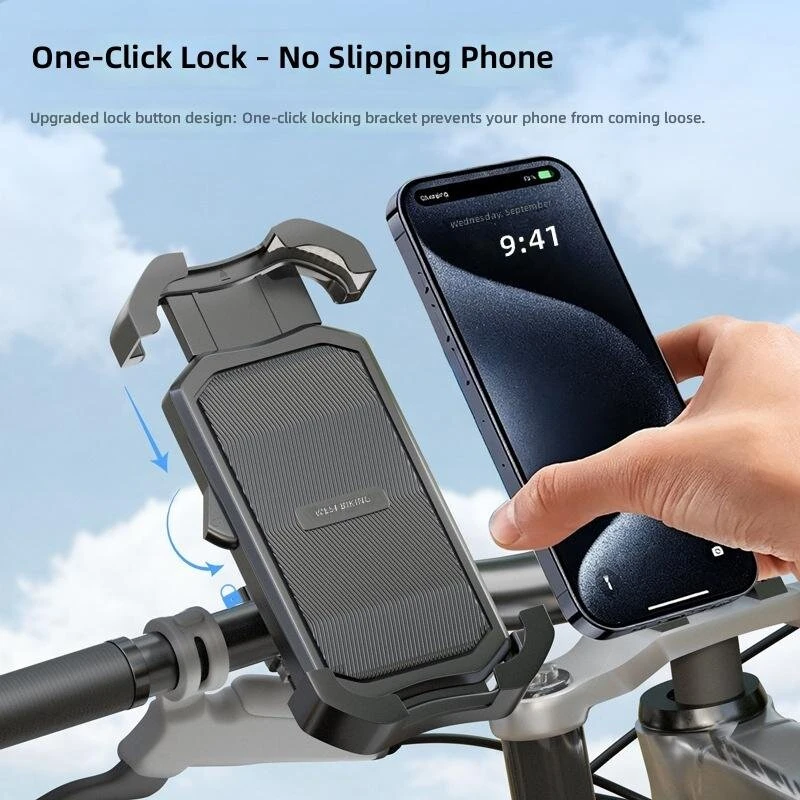 WEST BIKING 5.4-7.5 Inch Bicycle Phone Holder Navigation Shockproof Bike Handlebar Phone Holder for MTB Motorcycles Electric Vehicles — view 3