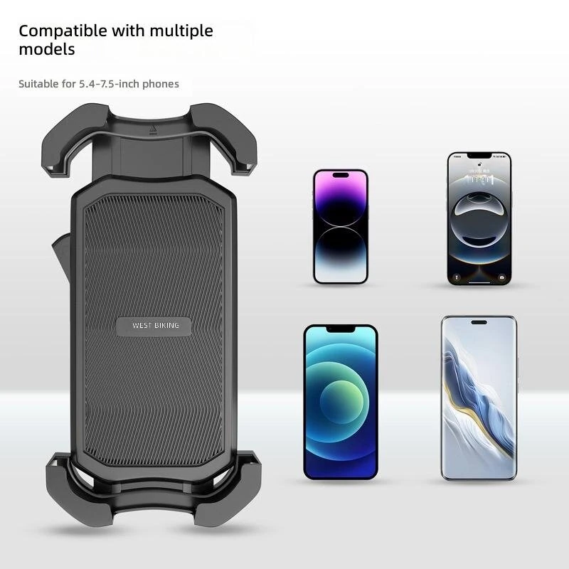 WEST BIKING 5.4-7.5 Inch Bicycle Phone Holder Navigation Shockproof Bike Handlebar Phone Holder for MTB Motorcycles Electric Vehicles — view 5