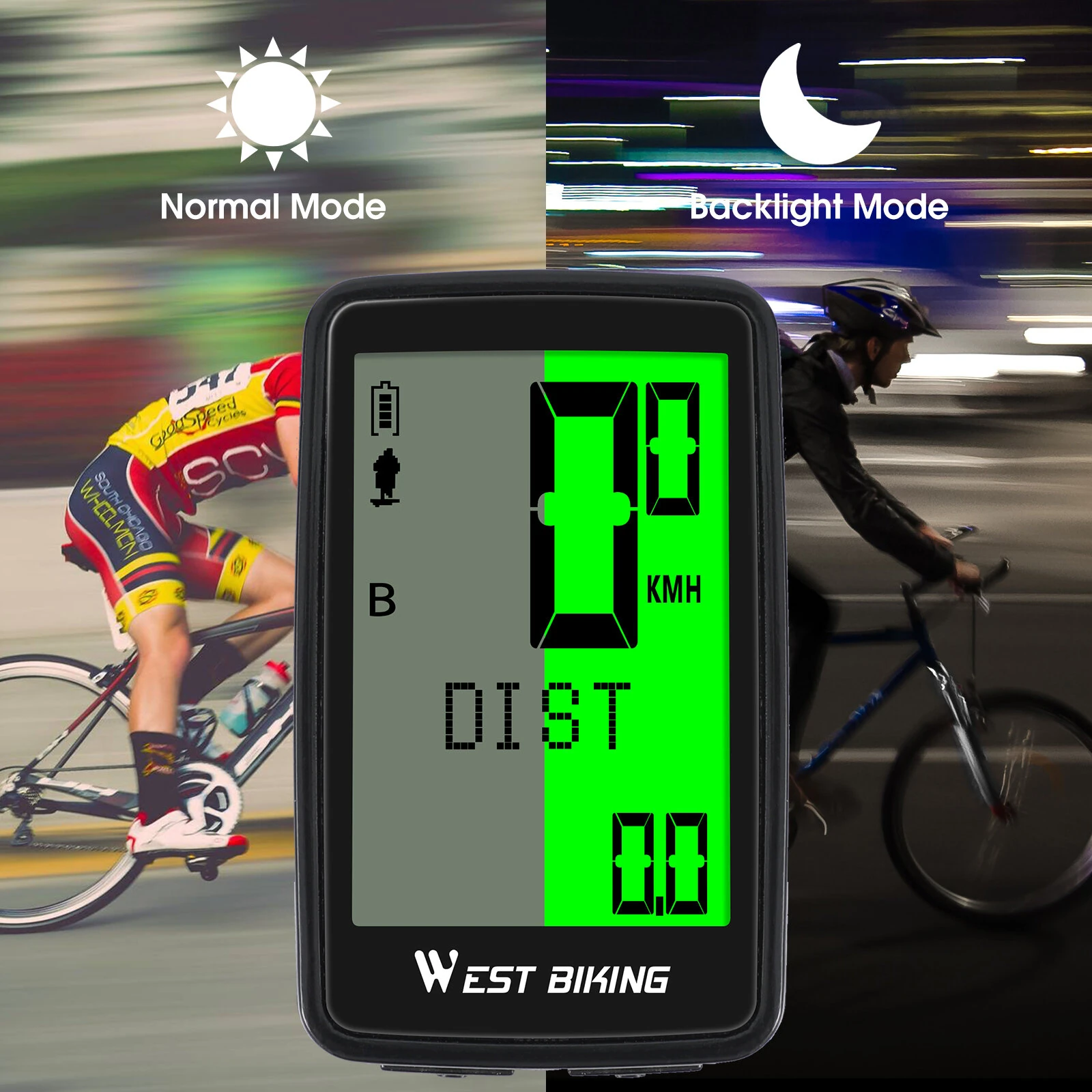 WEST BIKING 5 Languages Bike Computer 21 Functions Touch Screen USB Charging Waterproof Wireless Bicycle Speedometer Odometer for MTB Road Cycling — view 6