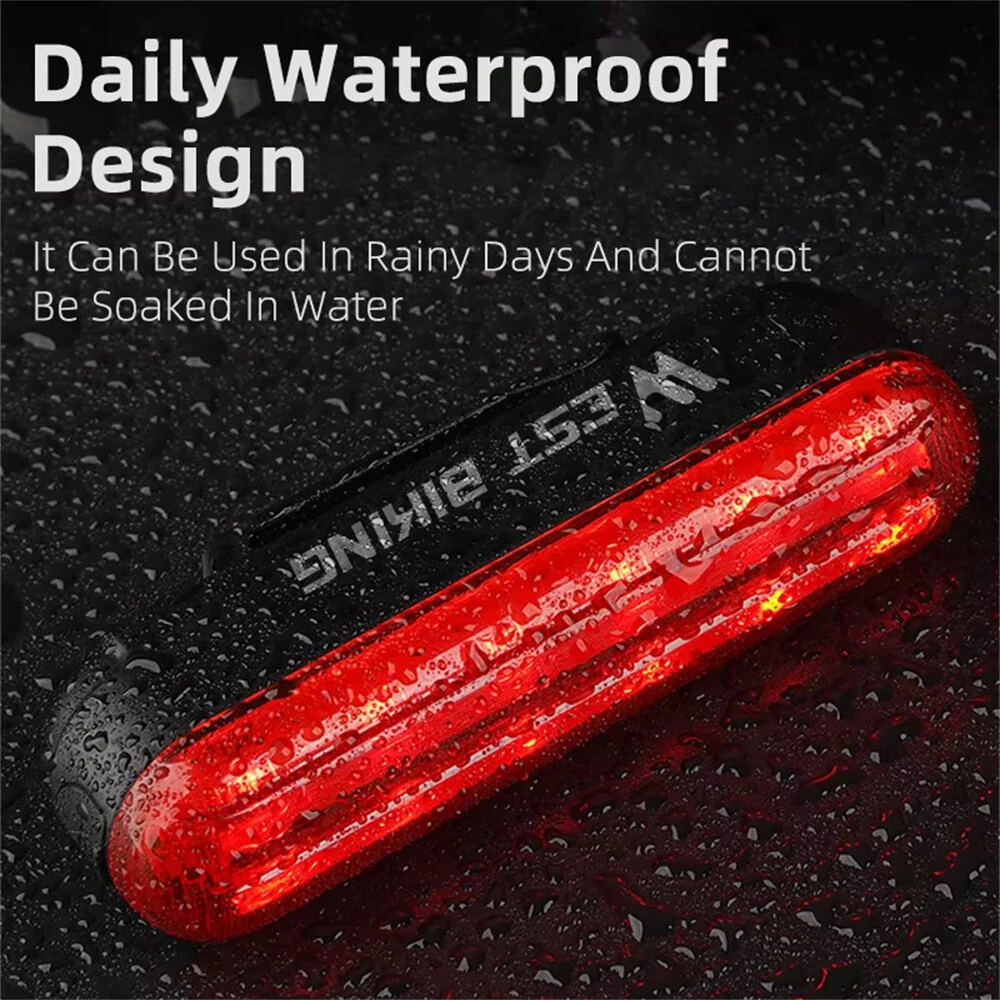 WEST BIKING Bicycle Laser Brake Sensing Taillight IPX5 Waterproof 450mAH USB Charging Bike Rear Light for Night Riding Safety — view 4