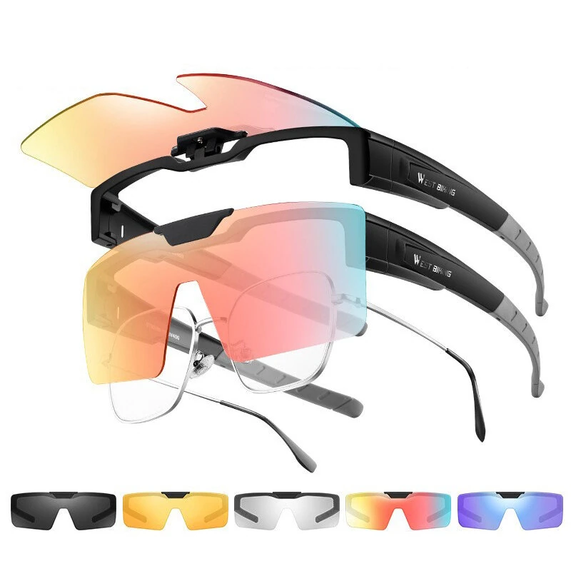 WEST BIKING Flip Up Polarized Cycling Glasses Lightweight HD Sunglasses Fit Over Myopia Bike Riding Driving Goggles Outdoor Travel Fishing Eyewear — WEST BIKING