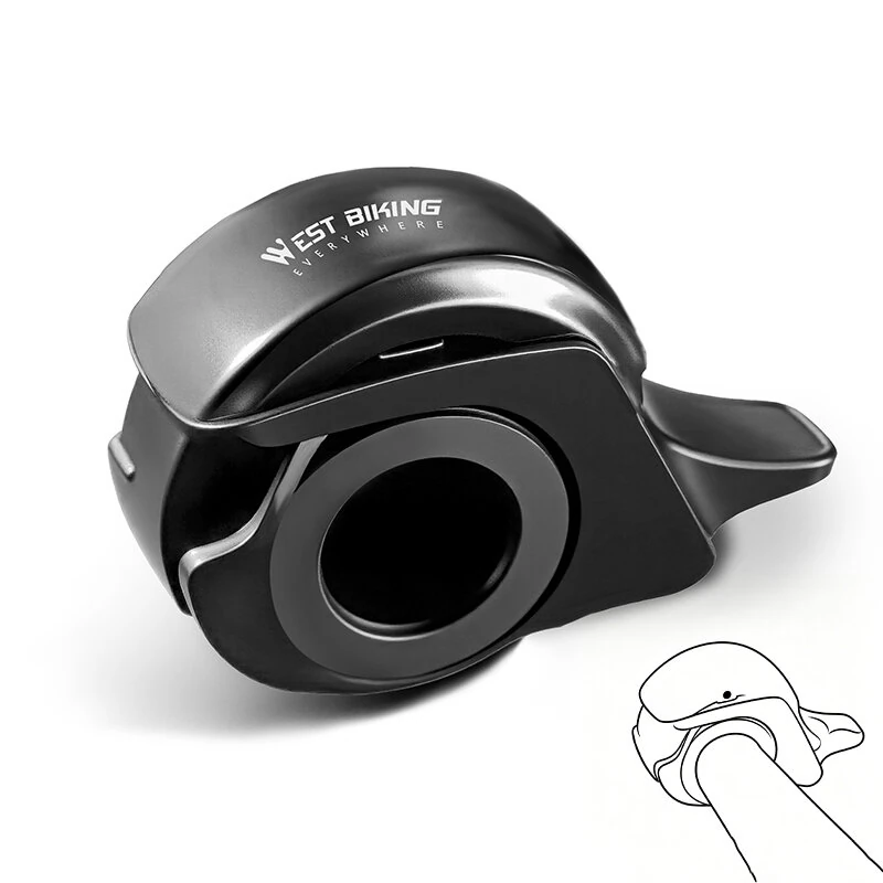WEST BIKING Mini Invisible Bike Bell Aluminum Alloy Whale Shape Bicycle Thumb Bell MTB Road Bike Handlebar Bell for 22.2-31.8mm Handlebar Diameter