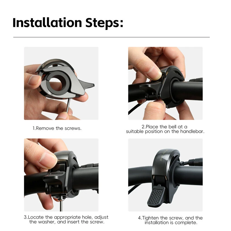 WEST BIKING Mini Invisible Bike Bell Aluminum Alloy Whale Shape Bicycle Thumb Bell MTB Road Bike Handlebar Bell for 22.2-31.8mm Handlebar Diameter — view 8