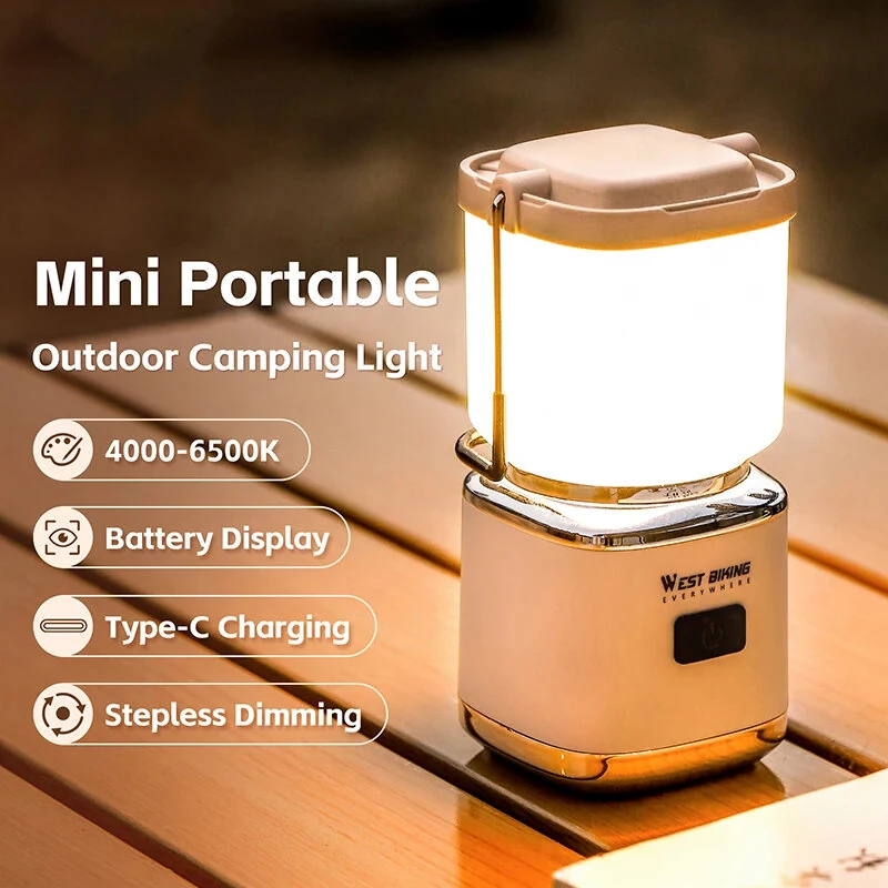 WEST BIKING Mini Portable Camping Light Type-C Rechargeable LED Lantern Waterproof Hanging Tent Mosquito Repellent Camping Lamps — view 2