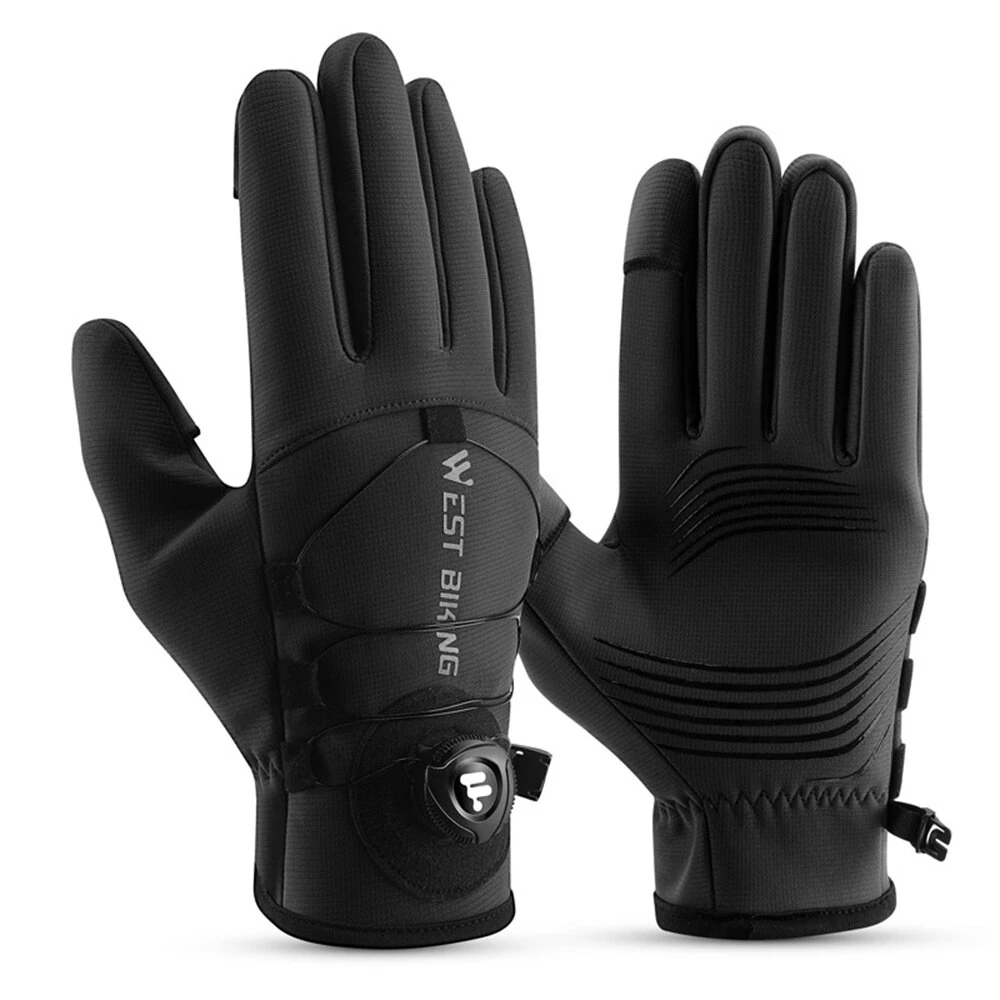 WEST BIKING Self-locking Cycling Gloves Windproof Warm Fleece Sports Gloves Waterproof Flip-on Touchscreen Non Slip Skiing Gloves — view 2